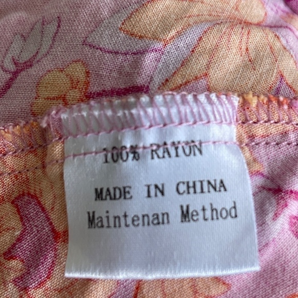 Zessica Floral Print Total Wrap Mini Dress Size Medium In Orange & Pink - Picture 10 of 10